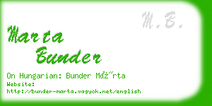 marta bunder business card